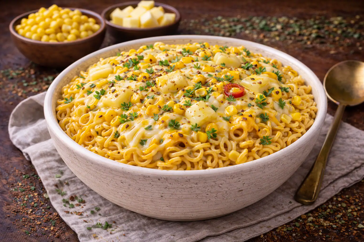 Chees corn and vegitables maggie